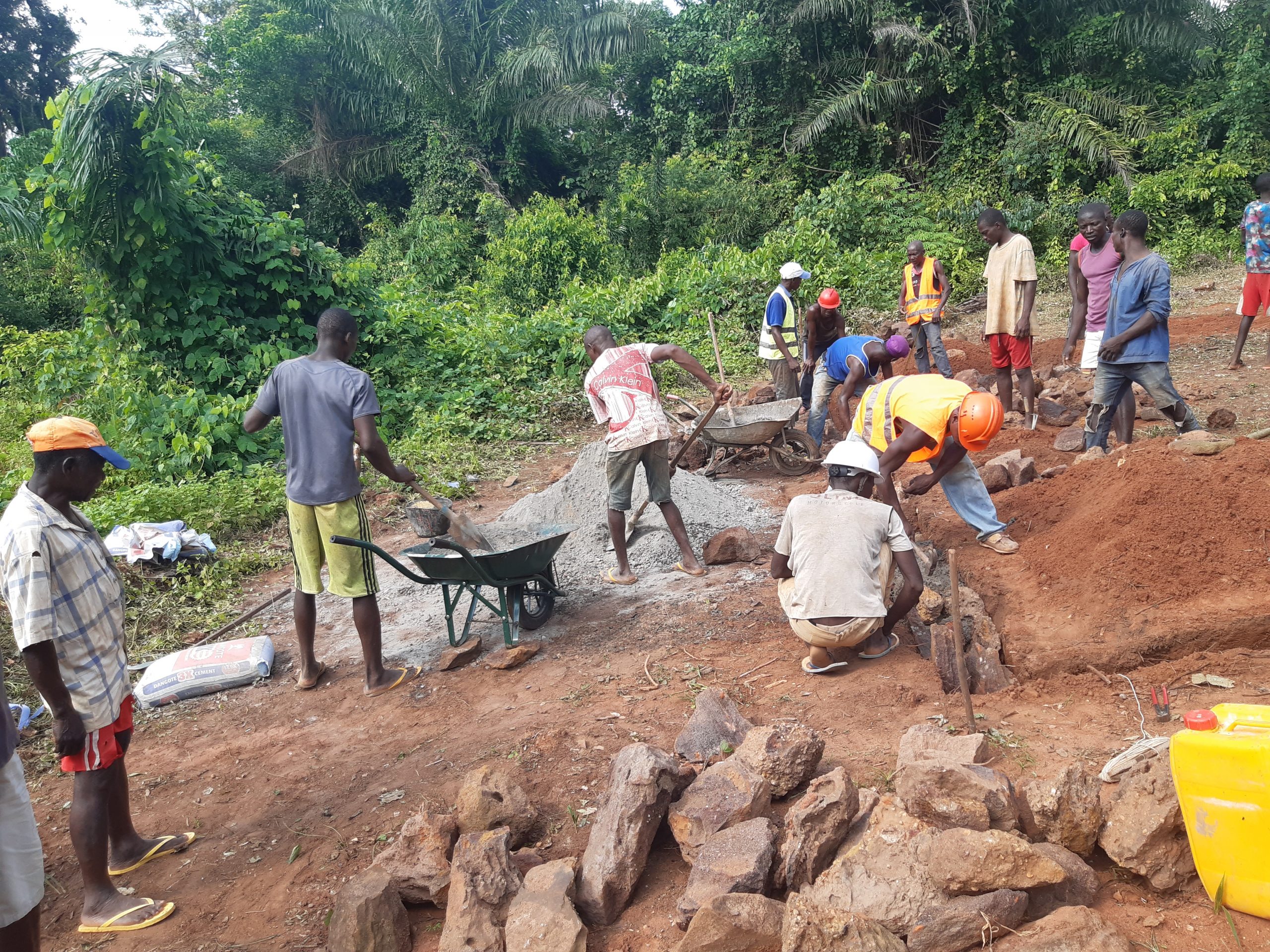 Workers dig the foundation for St Daniel Comboni Chapel