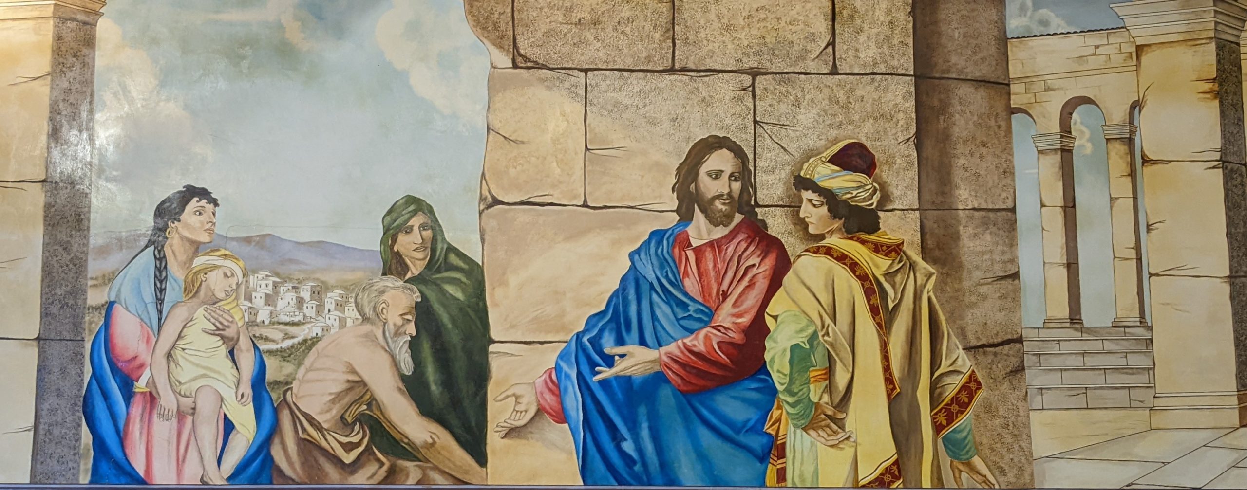 Mural of Jesus talking to his disciples