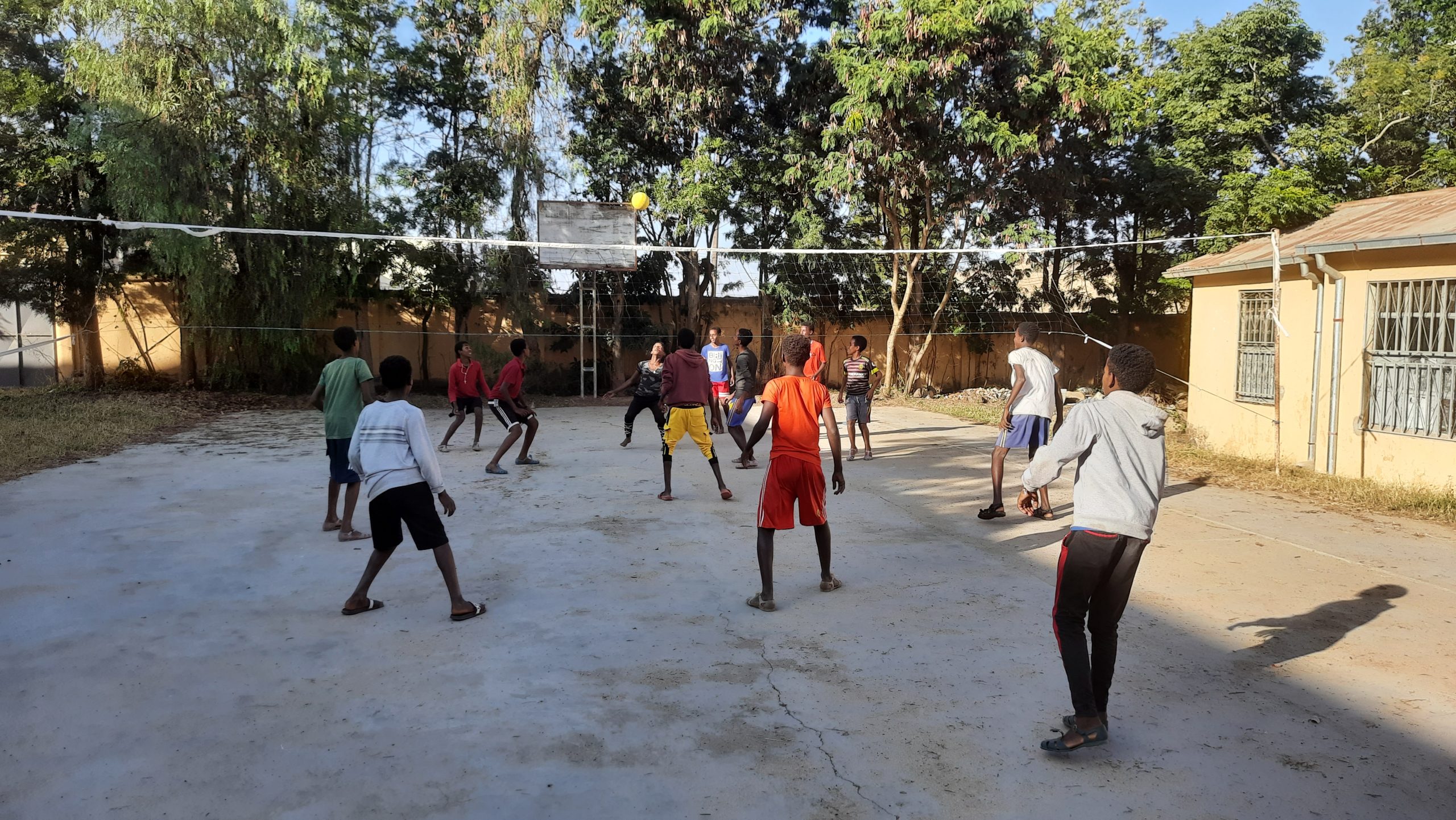 students at Dekemhare school in Eritrea take a break to play soccer