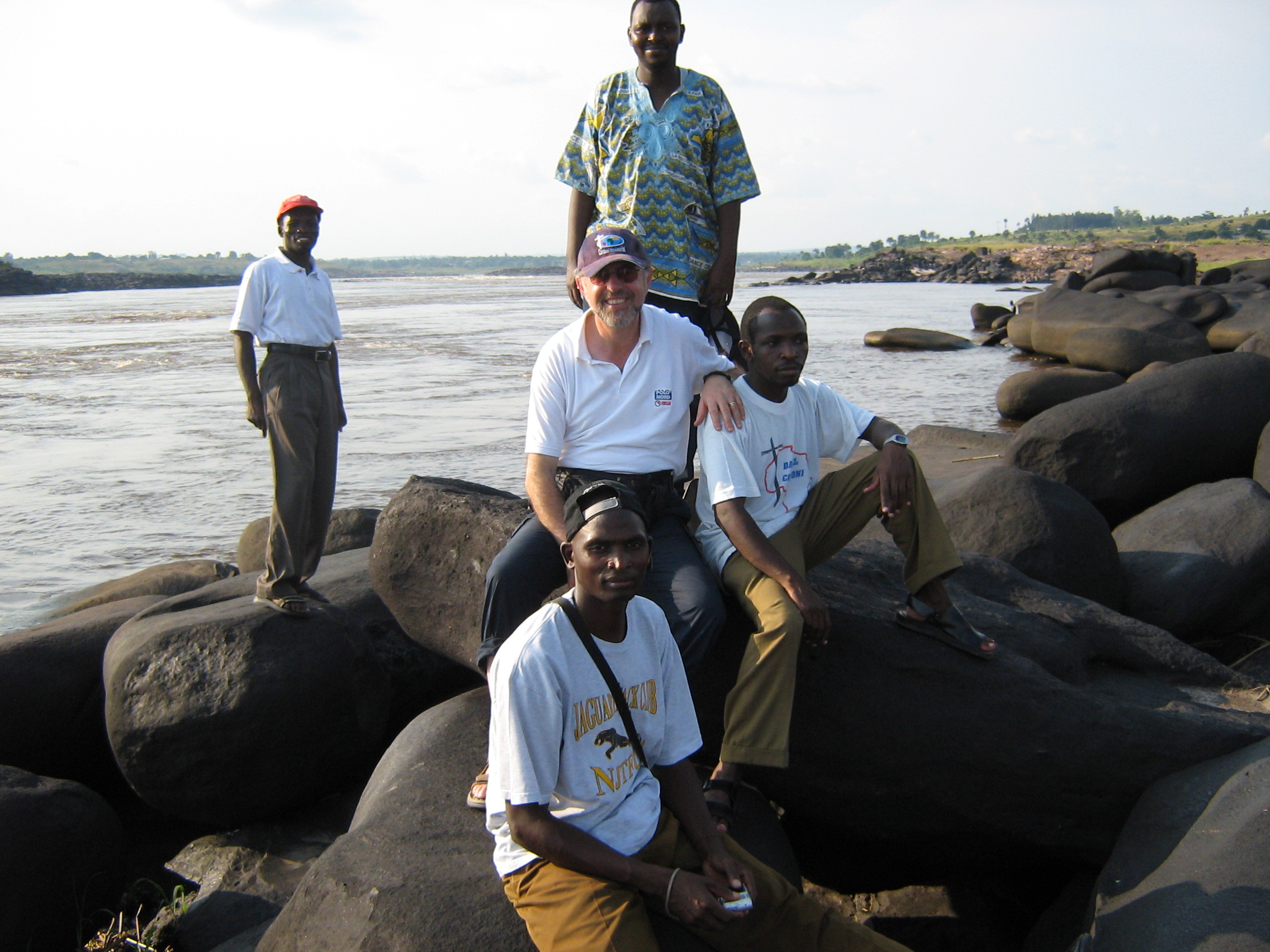 Fr Mariano in Kinshasa Kenya along a lake