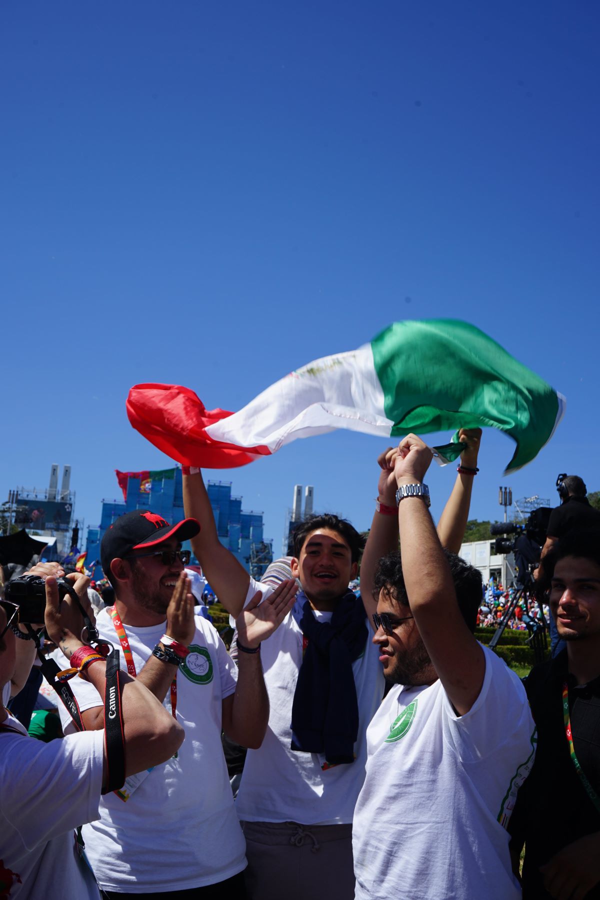 WYD Missionary Souls 001 World Youth Day participants wave an Italian flag over their heads