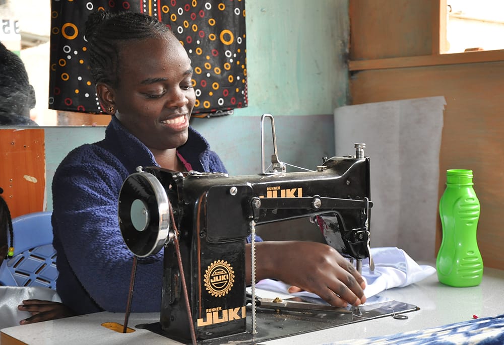 Nairobi Dressmaking Class Lynn Chepng'eny is pictured at her dressmaking business in Kariobangi North in Nairobi.