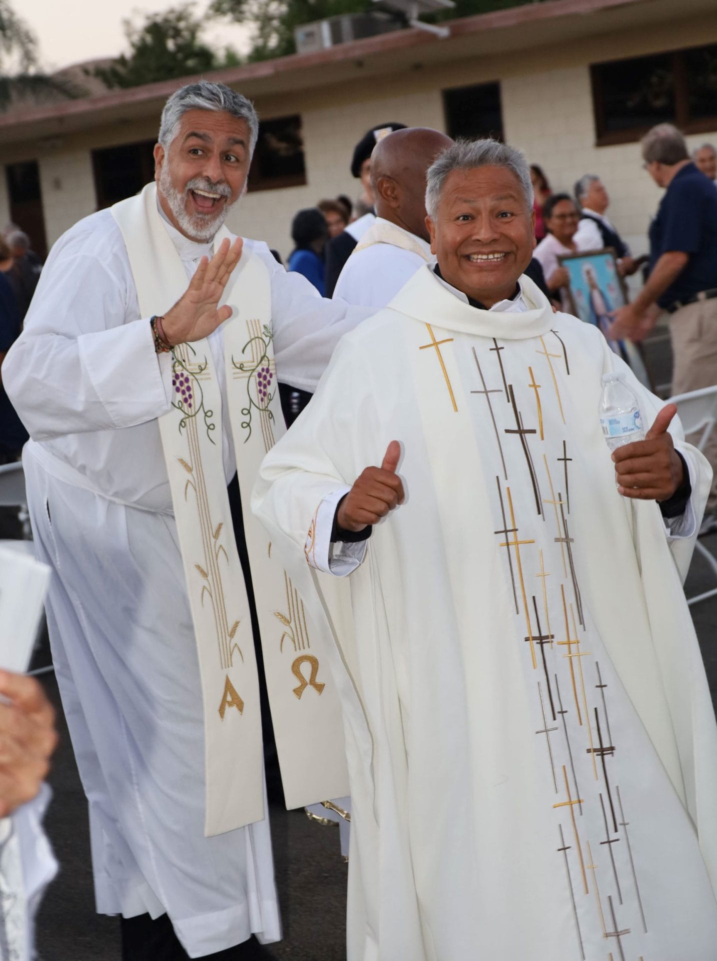 Fr Jorge and Fr Jose are joyful after the Mass